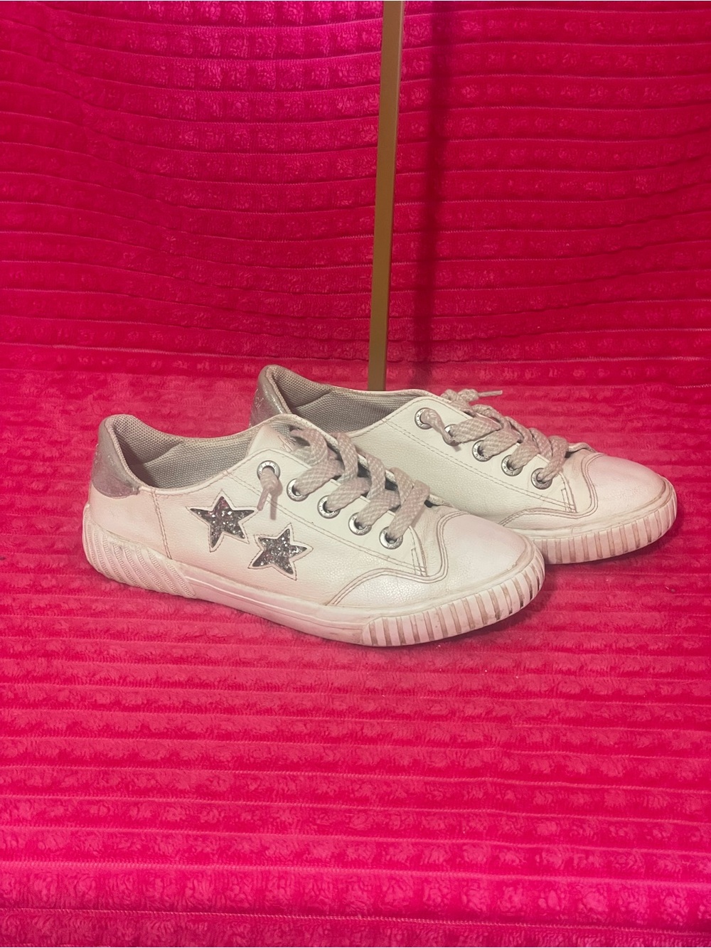 Blowfish Malibu Women’s White Lace-Up Sneakers with Silver Star Accents